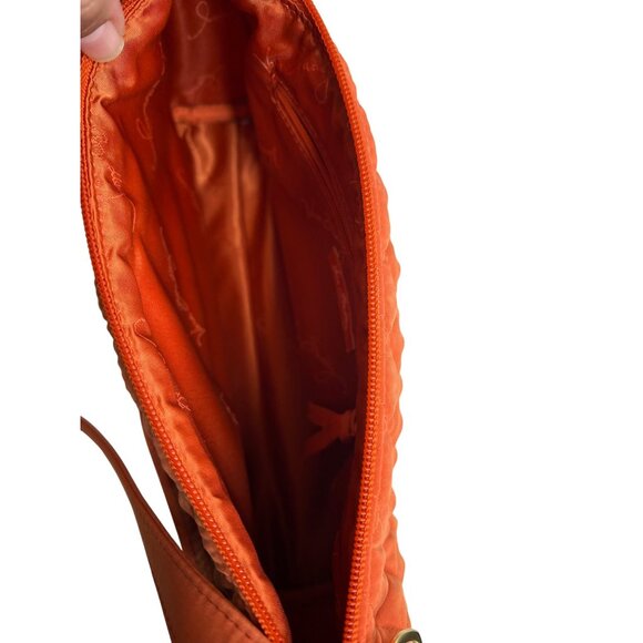 Vera Bradley Quilted Shoulder Bag In Orange With Gold Monogram & Zipper Closure - Picture 6 of 16